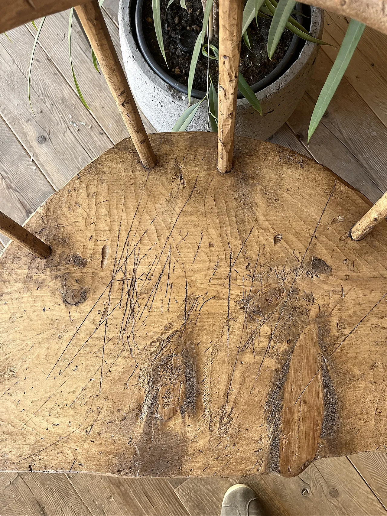 Rustic Wooden Bench Chair, 2000s 4