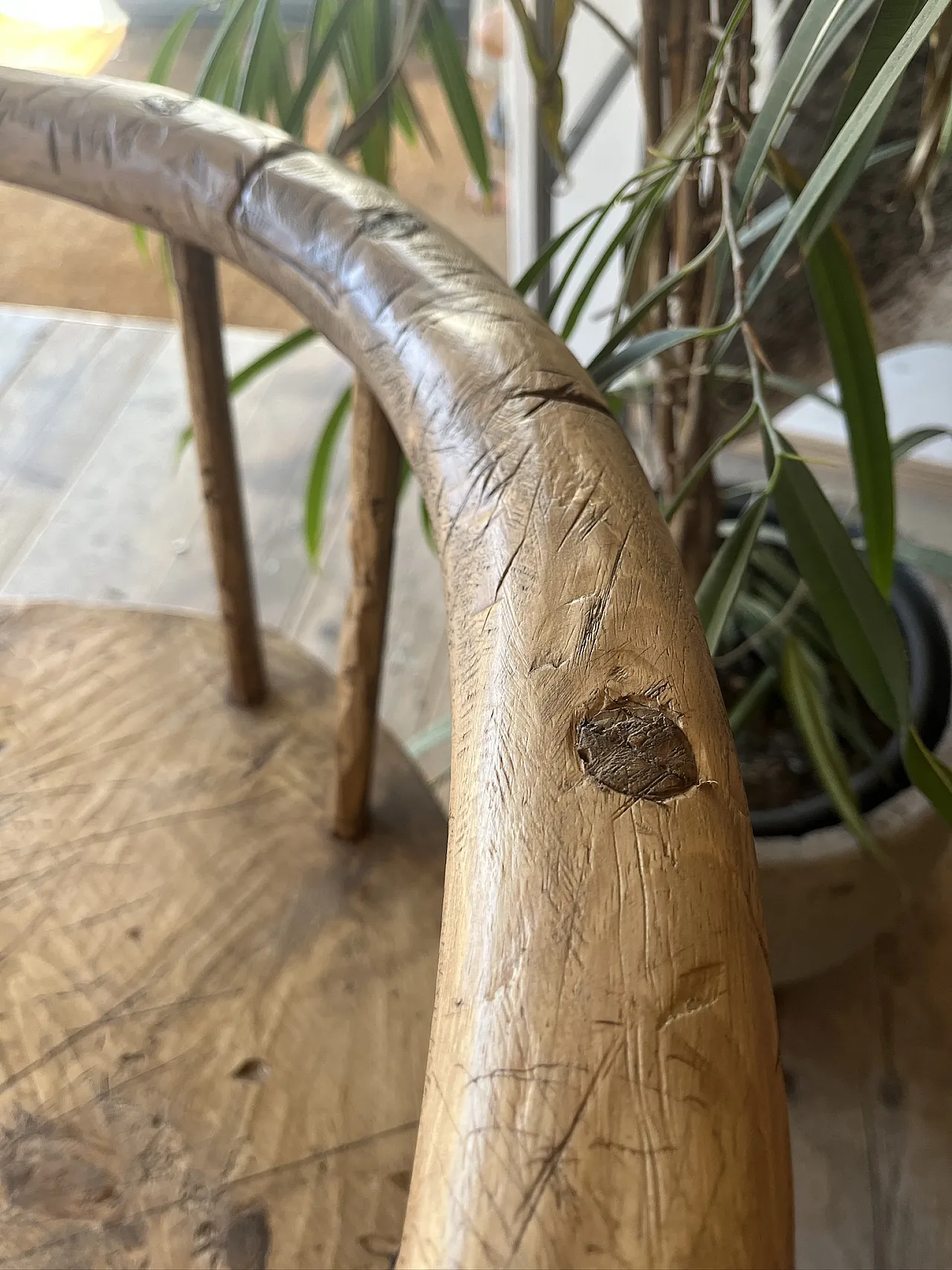 Rustic Wooden Bench Chair, 2000s 5