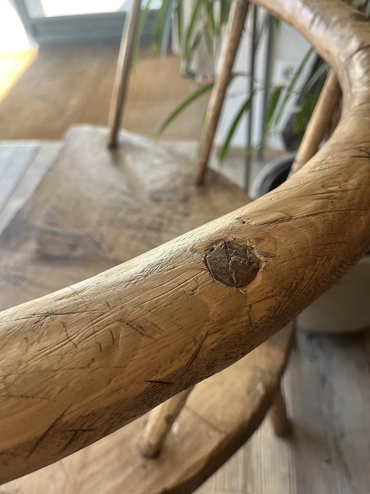 Rustic Wooden Bench Chair, 2000s 7