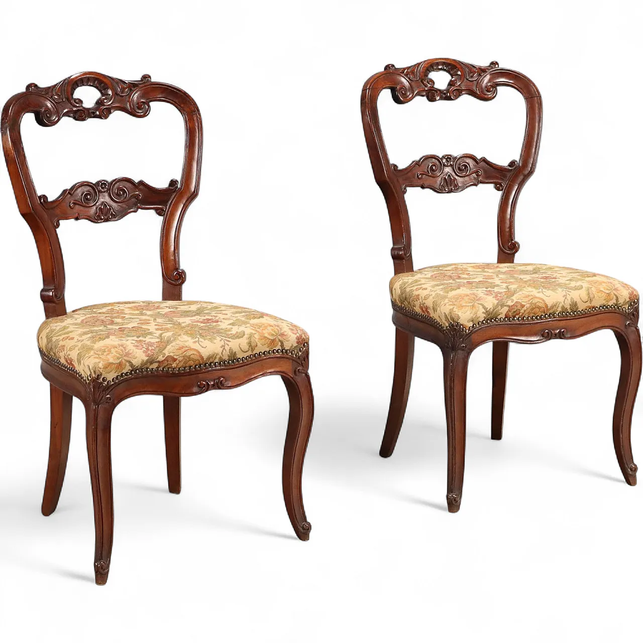 Coppia di sedie Luigi Filippo in noce, '800 8