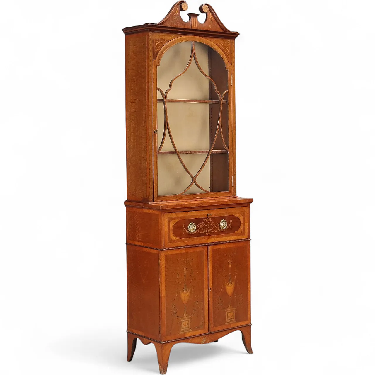 Libreria in mogano riccamente intarsiata, primo '900 11