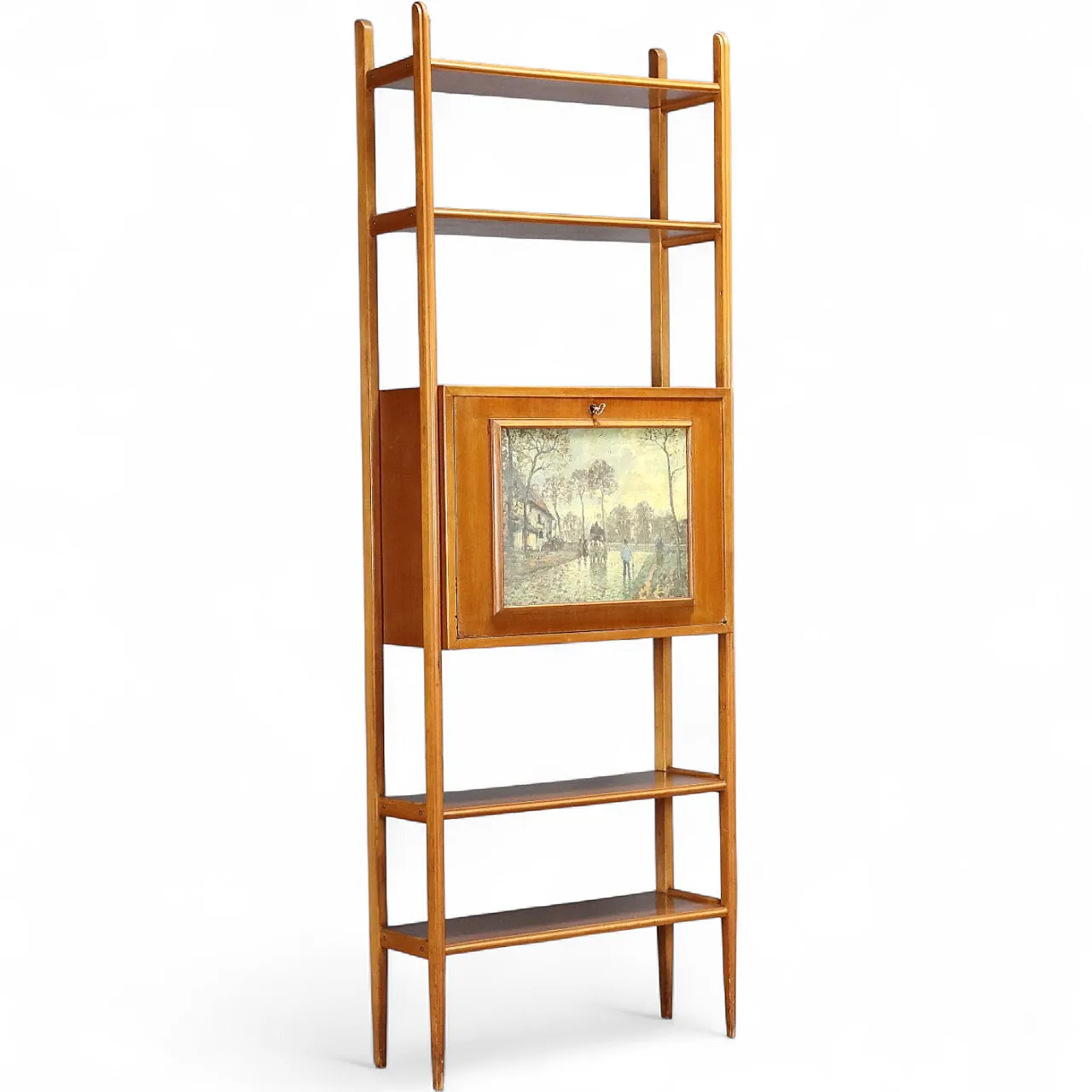 Libreria in legno con ribalta, anni '60 11