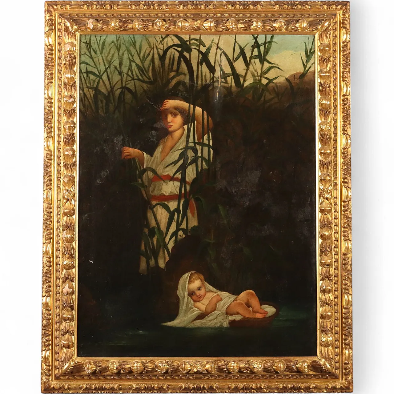 Mosè Affidato alle Acque del Nilo, olio su tela, '700 11