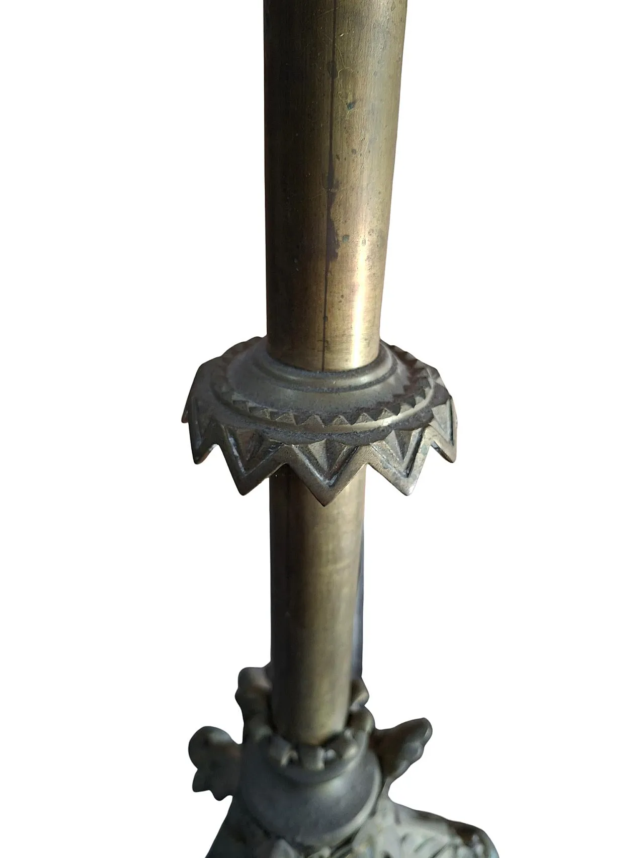Pair of Neo-Gothic style bronze altar candelabras, late 19th century 6