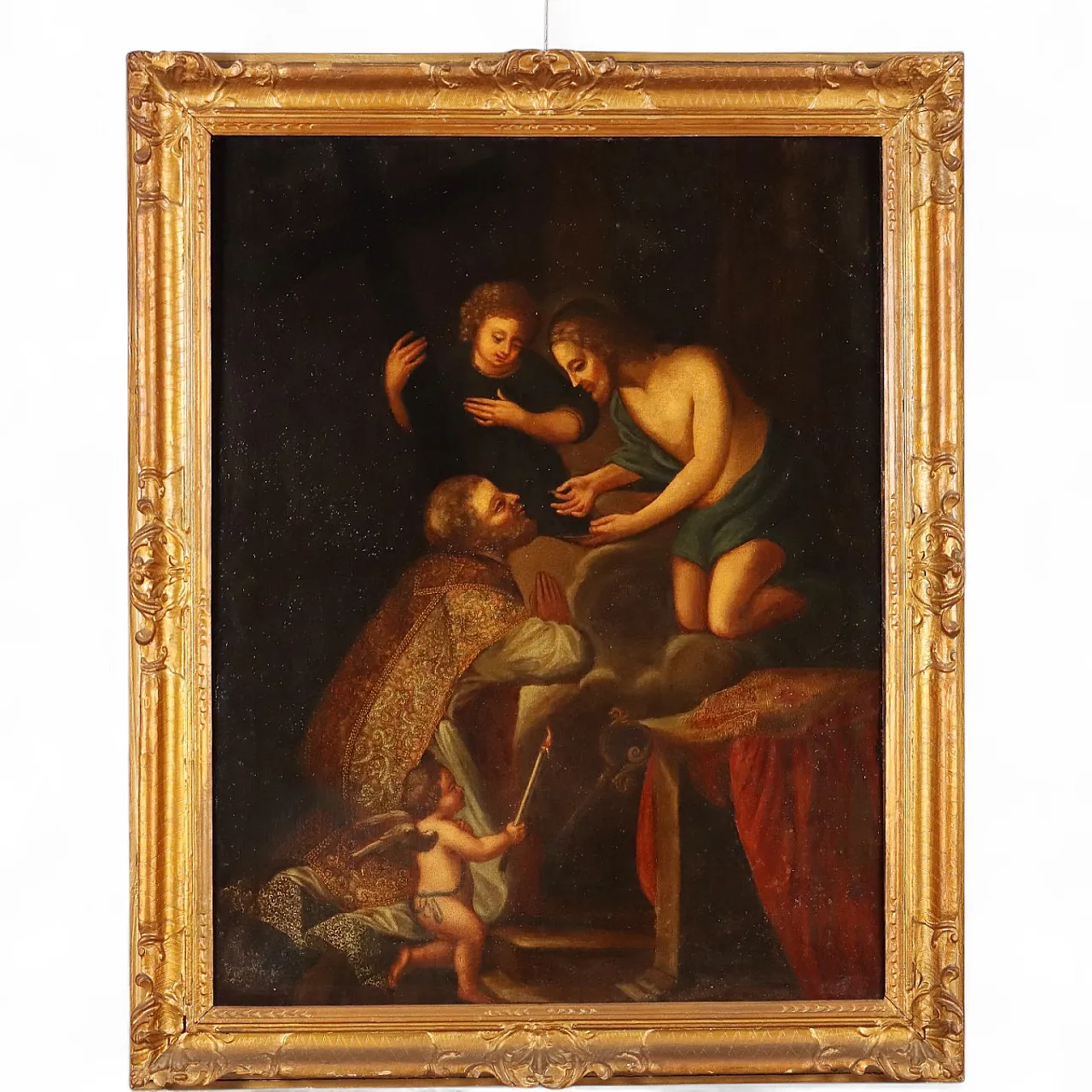 Santo Vescovo Riceve la Comunione da Gesù, olio su tela, '700 11