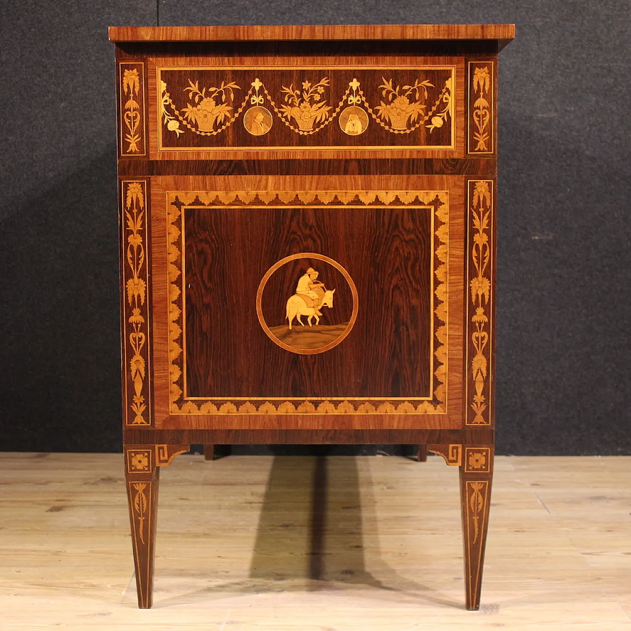 20th century Louis XVI style Italian inlaid chest of drawers 7