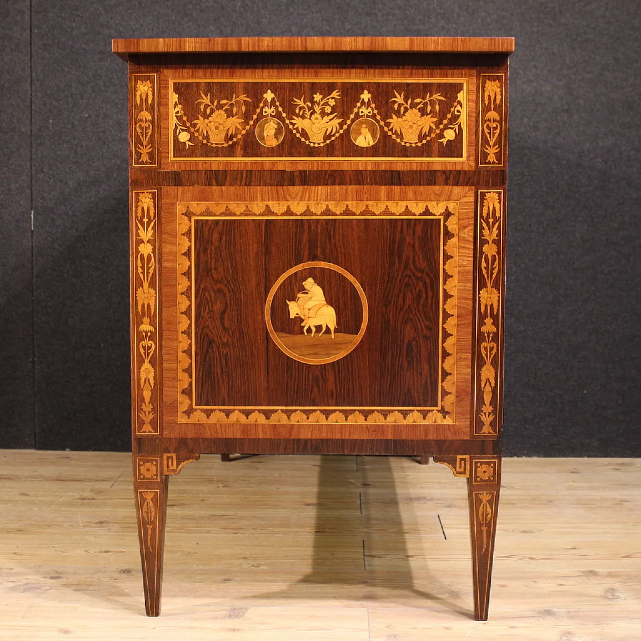 20th century Louis XVI style Italian inlaid chest of drawers 9