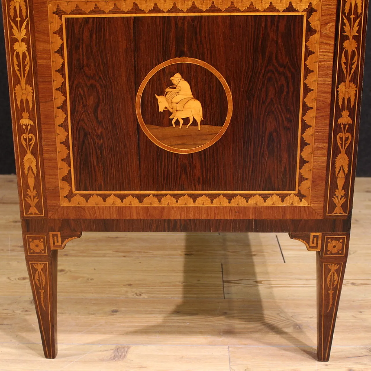 20th century Louis XVI style Italian inlaid chest of drawers 10