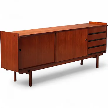 Sideboard in legno con maniglia in metallo, anni '60