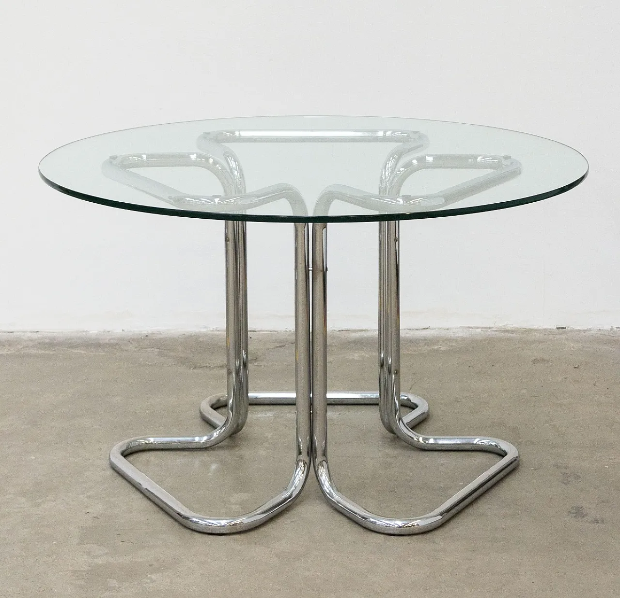 Round glass table with chairs and coffee table, 1970s 4