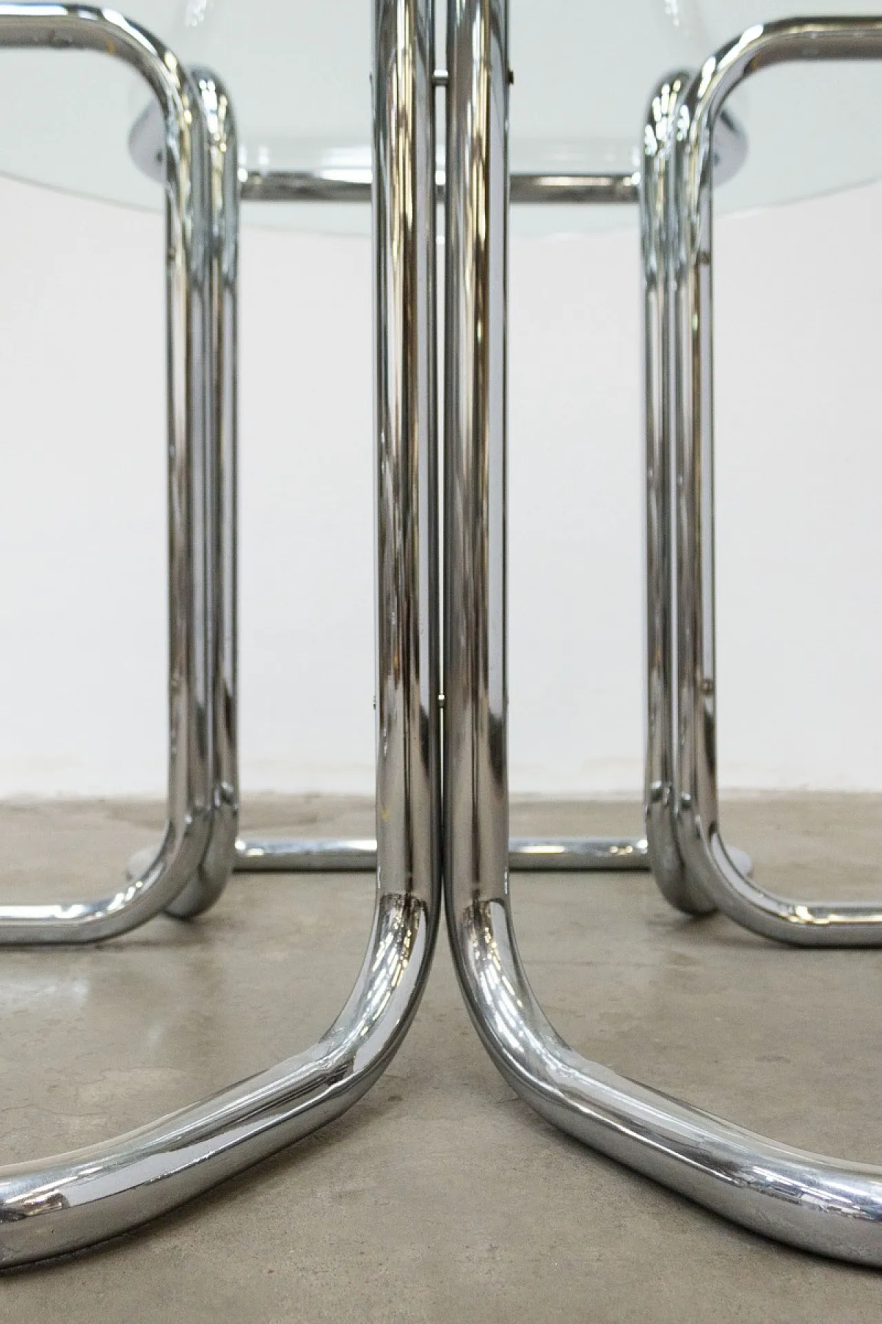 Round glass table with chairs and coffee table, 1970s 7