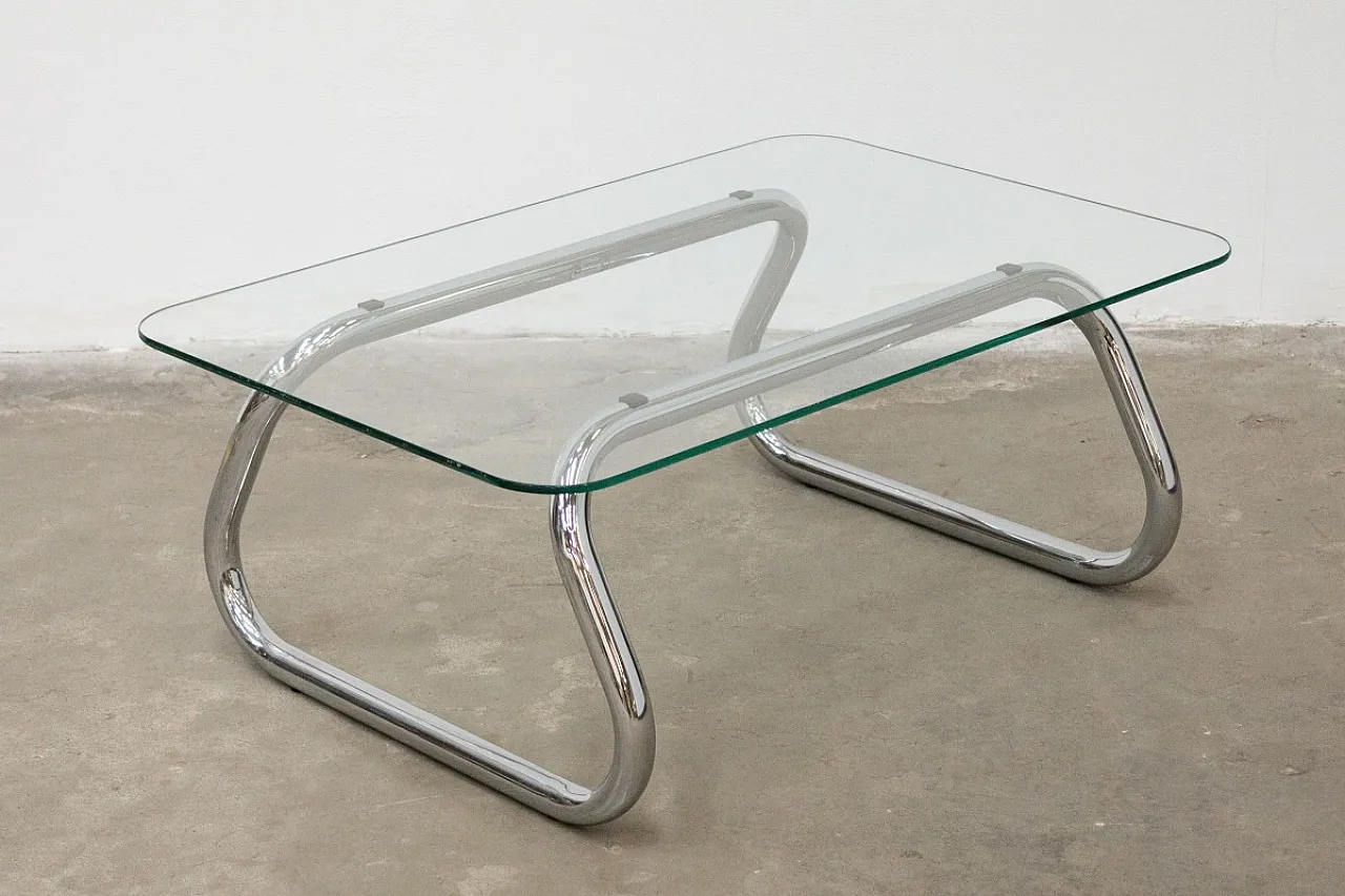 Round glass table with chairs and coffee table, 1970s 21