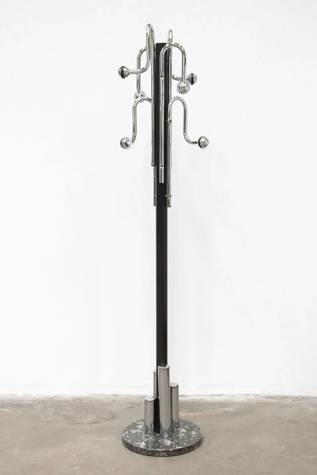 Steel and marble coat rack, 1970s 1