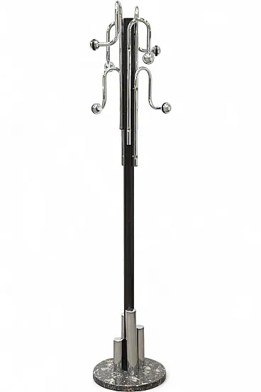 Steel and marble coat rack, 1970s