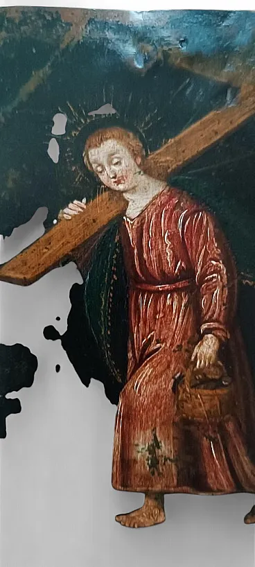 San Christophe, painting on copper, 18th century