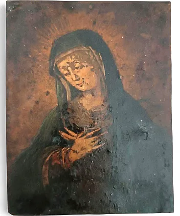 Virgin Mary, copper painting, 18th century