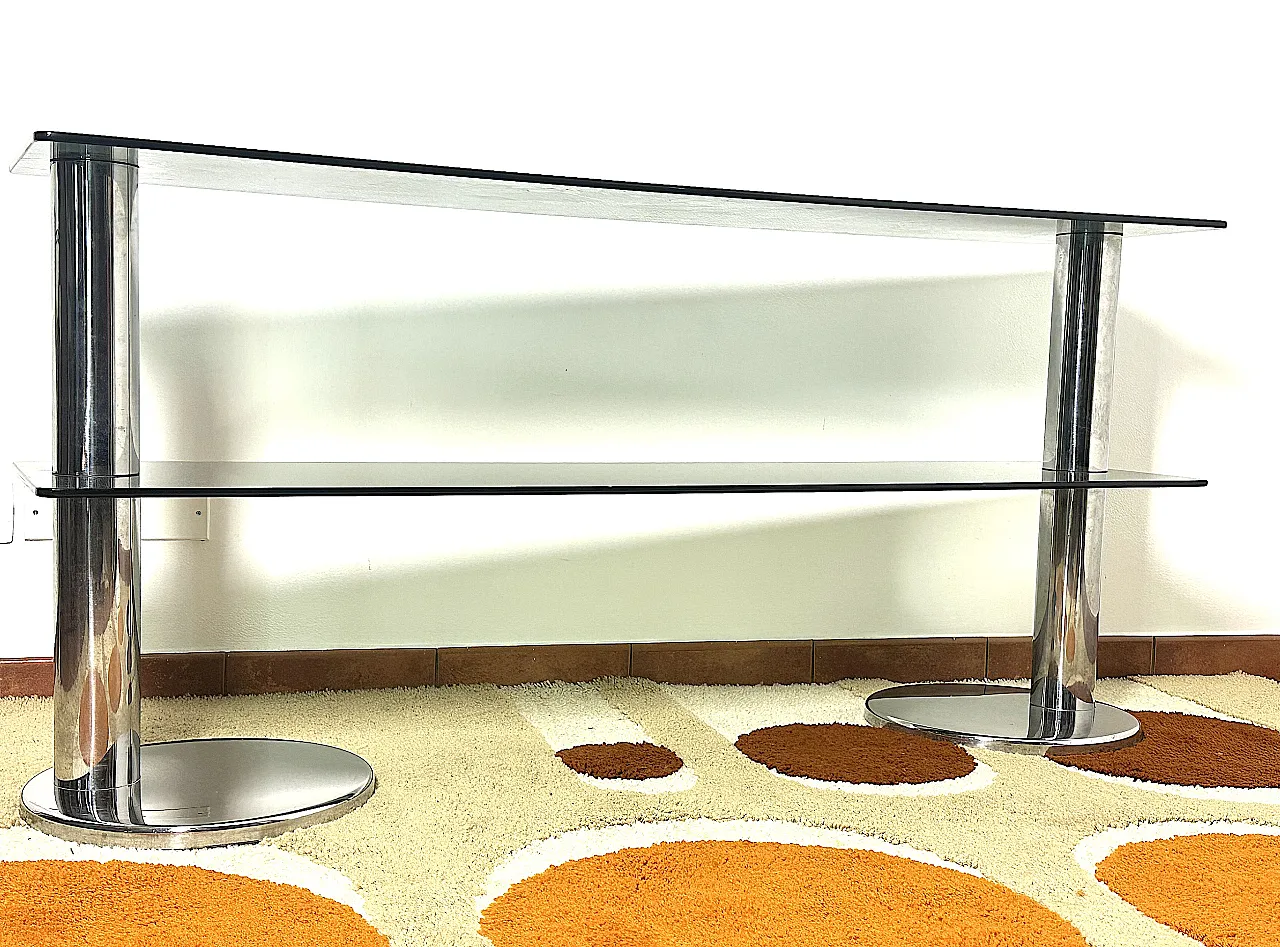 Tavolo consolle in acciaio Cromato, anni '70 2