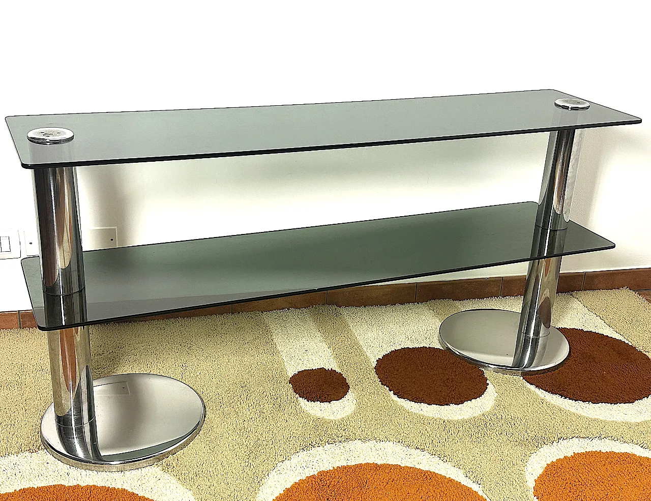 Tavolo consolle in acciaio Cromato, anni '70 3
