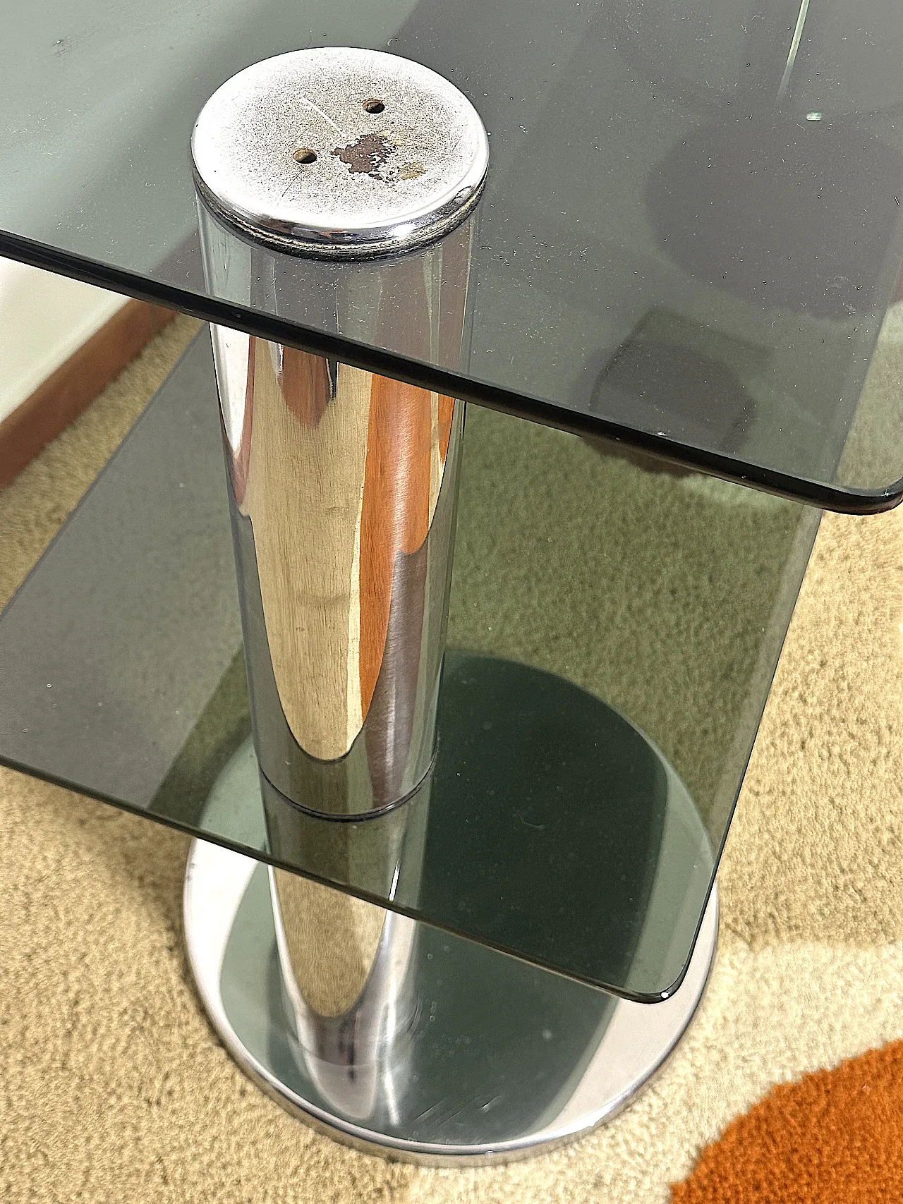 Tavolo consolle in acciaio Cromato, anni '70 4