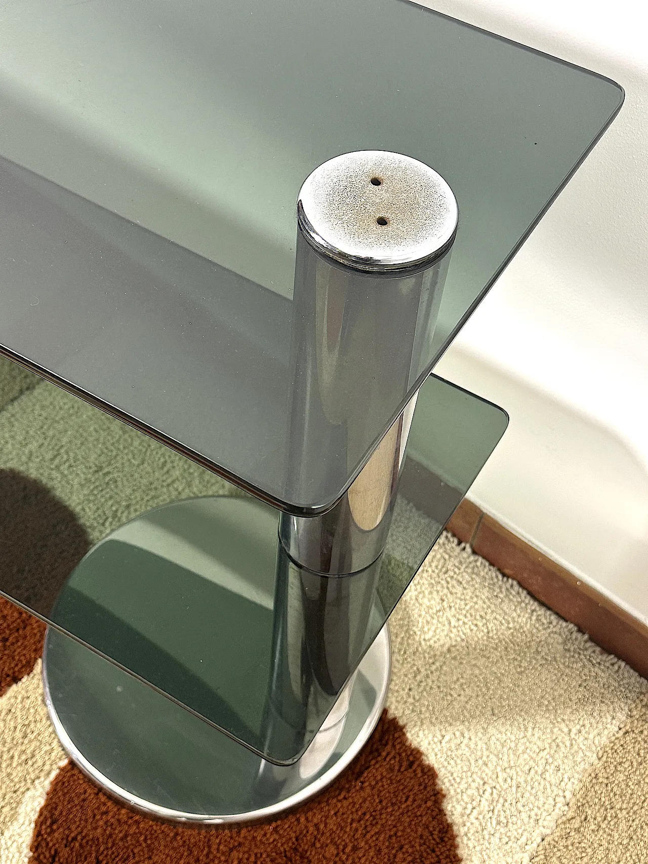 Tavolo consolle in acciaio Cromato, anni '70 5