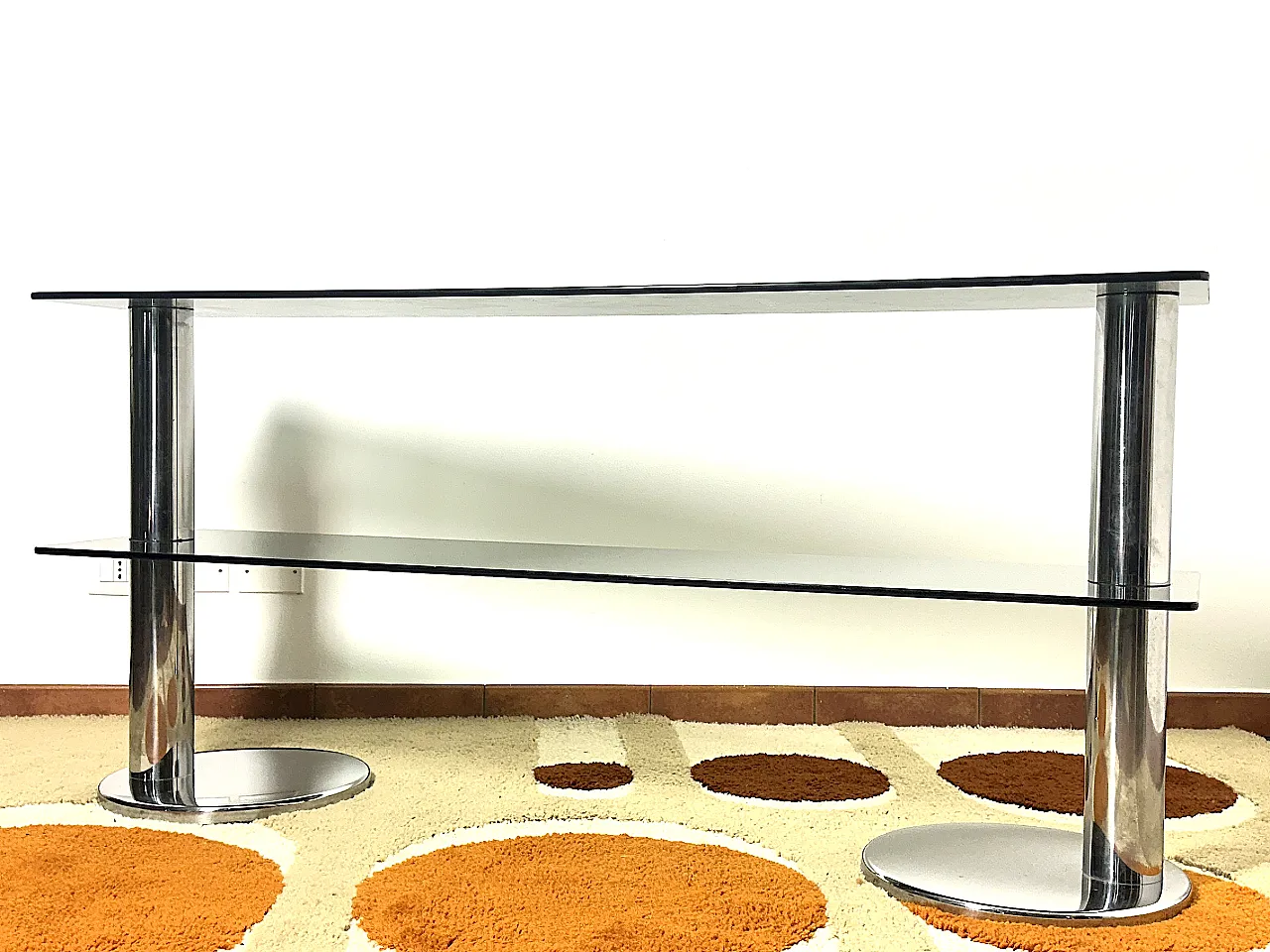 Tavolo consolle in acciaio Cromato, anni '70 6