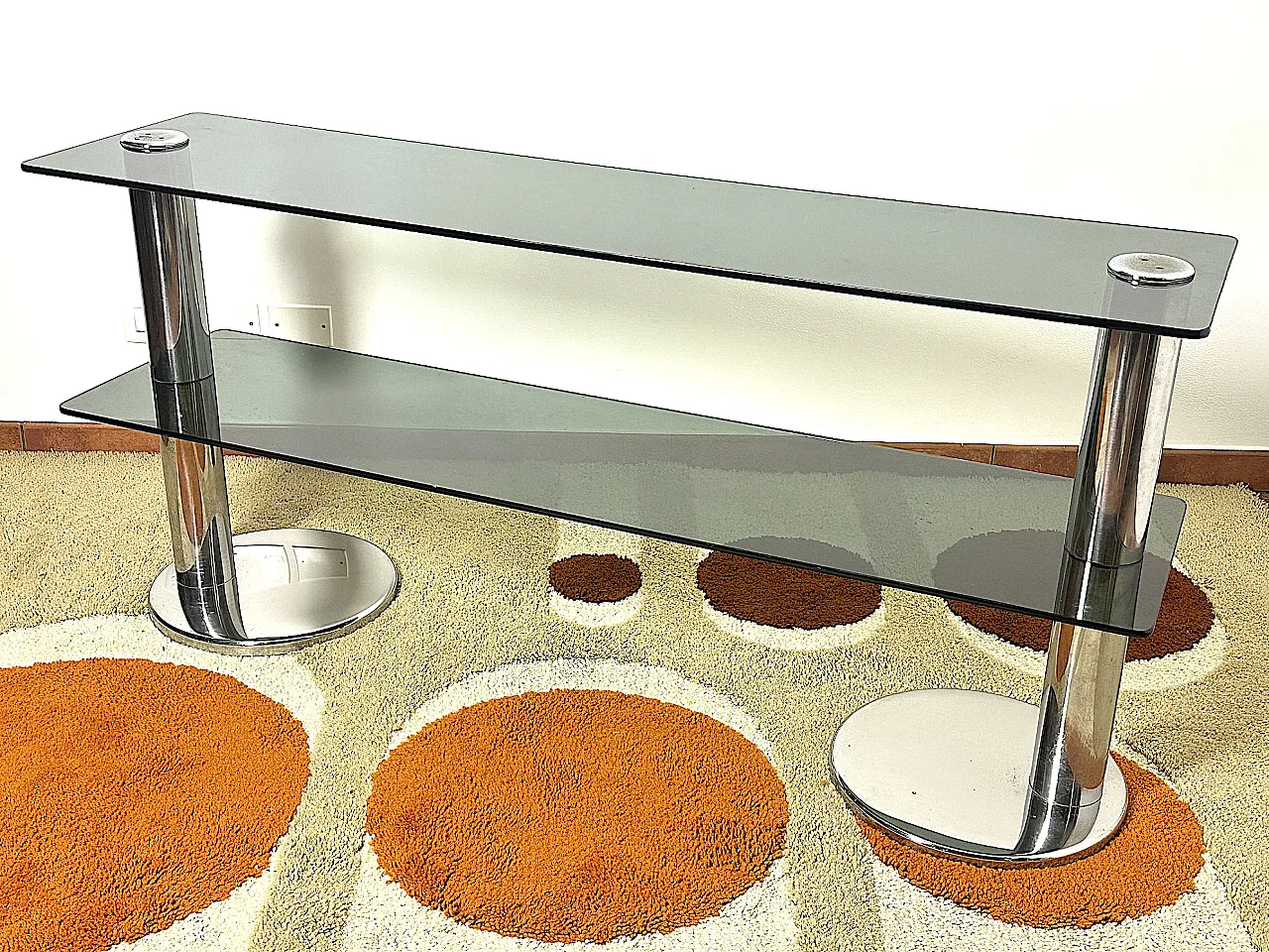 Tavolo consolle in acciaio Cromato, anni '70 7