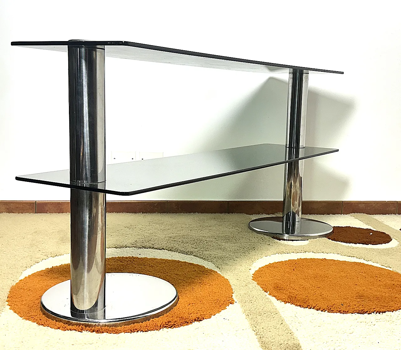 Tavolo consolle in acciaio Cromato, anni '70 13