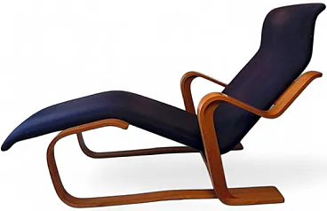 Chaise longue in curved wood, 70s