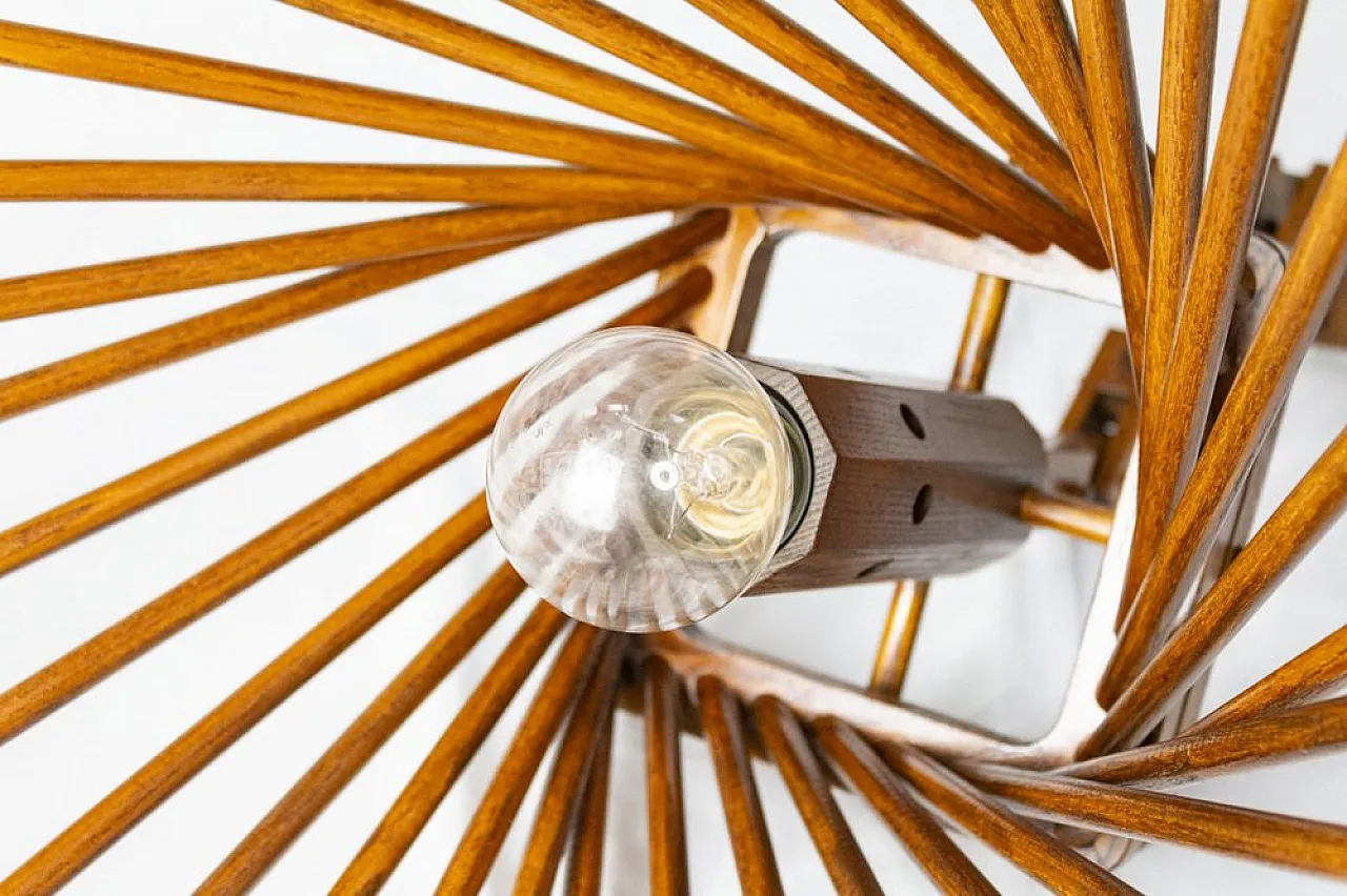 Lampada a sospensione in legno di Buonapace, anni '70 2