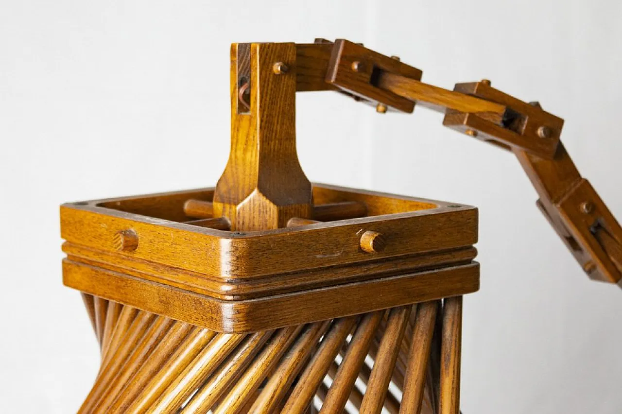 Lampada a sospensione in legno di Buonapace, anni '70 3