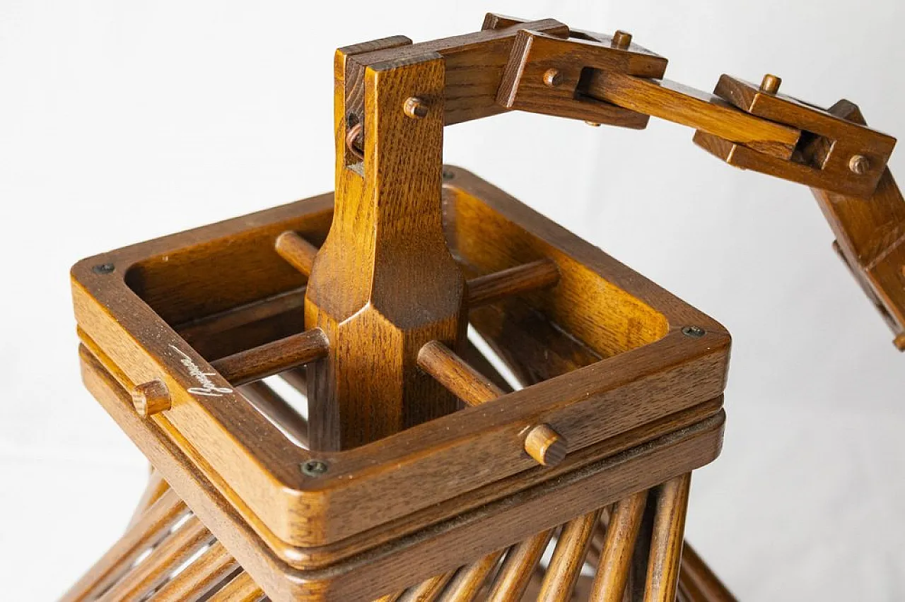 Lampada a sospensione in legno di Buonapace, anni '70 8