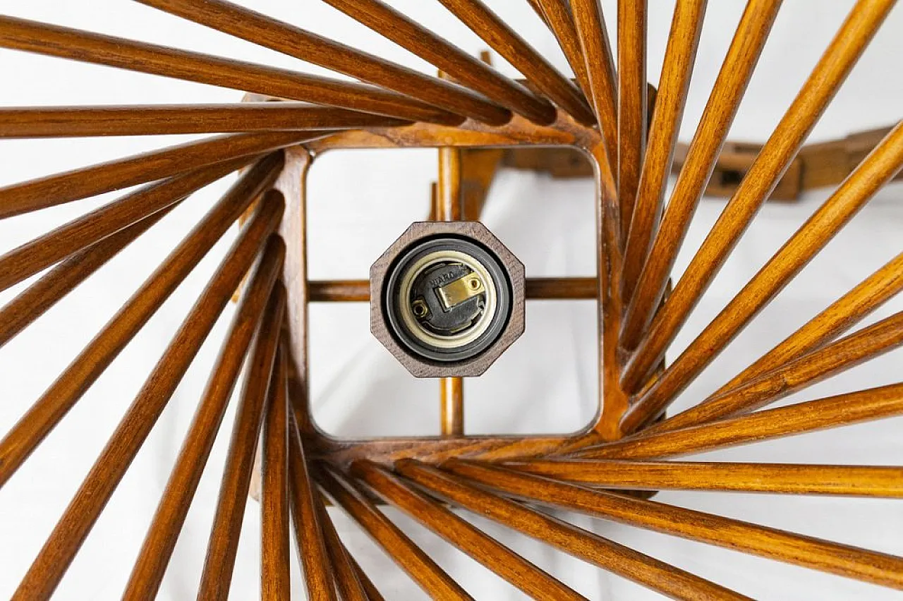 Lampada a sospensione in legno di Buonapace, anni '70 9