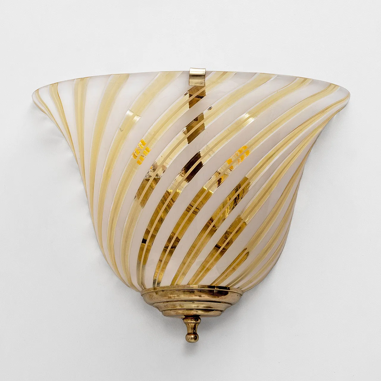 Coppia di applique in vetro di Murano ottone stile Barovier, anni '70 2