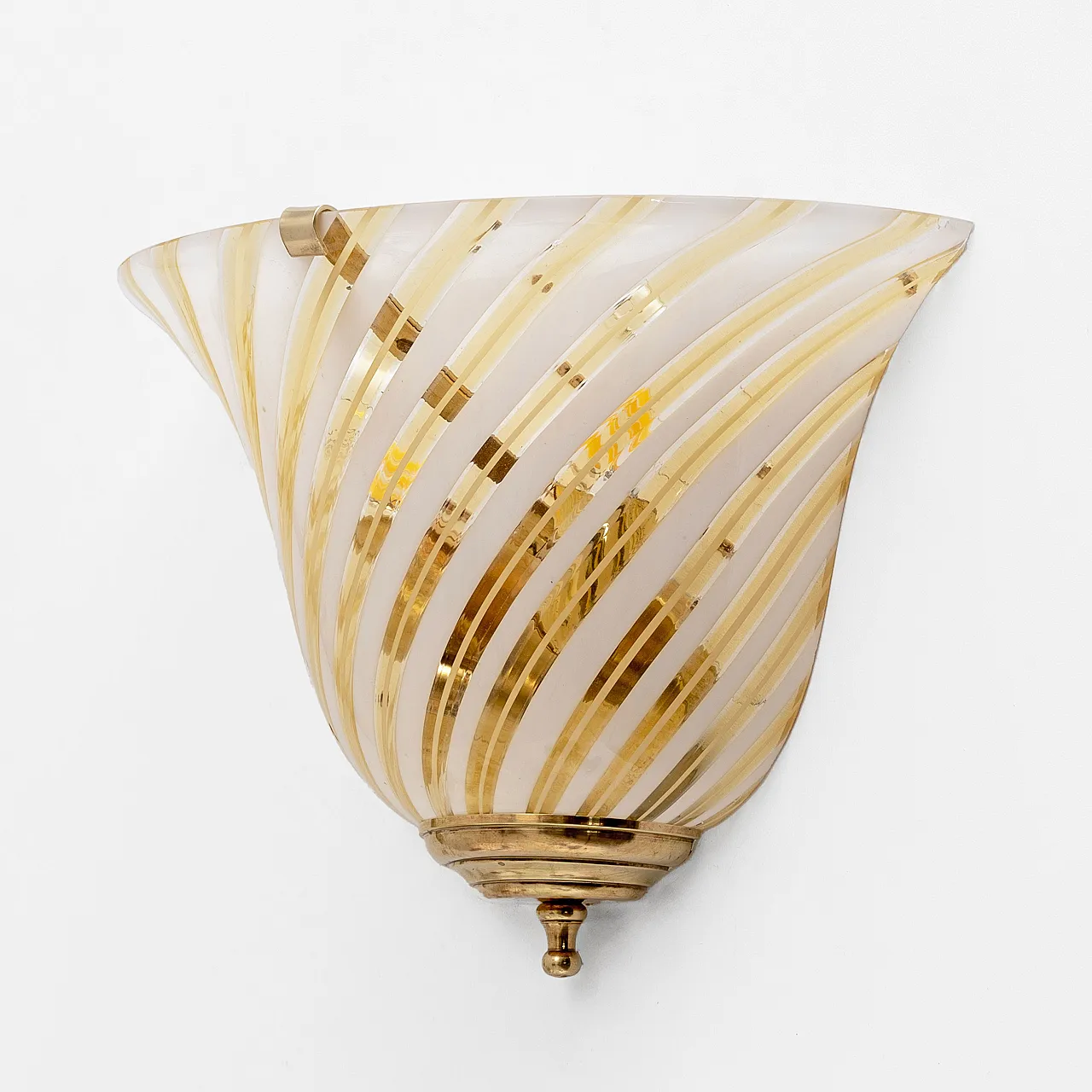 Coppia di applique in vetro di Murano ottone stile Barovier, anni '70 4