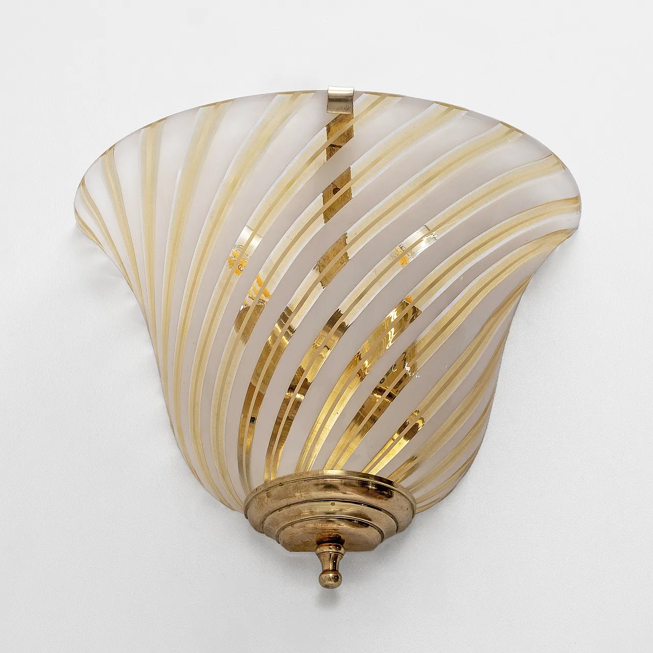 Coppia di applique in vetro di Murano ottone stile Barovier, anni '70 7