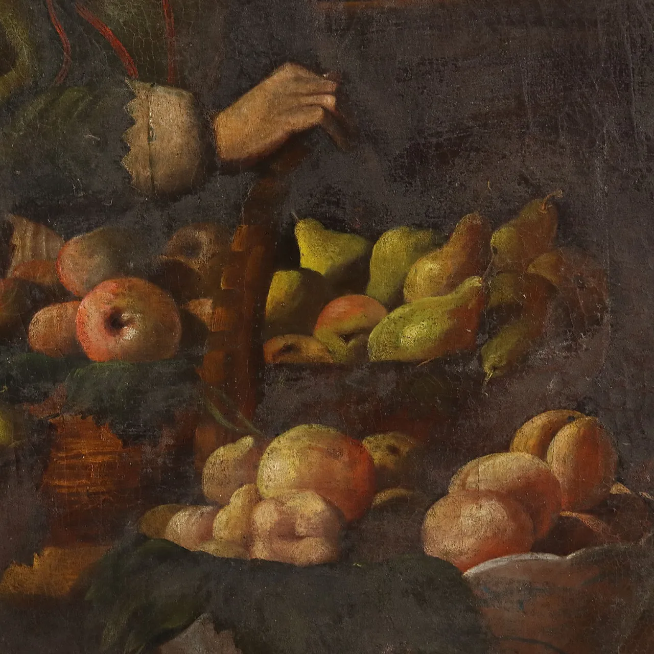 Bancarella di frutta con figura, olio su tela, '700 6