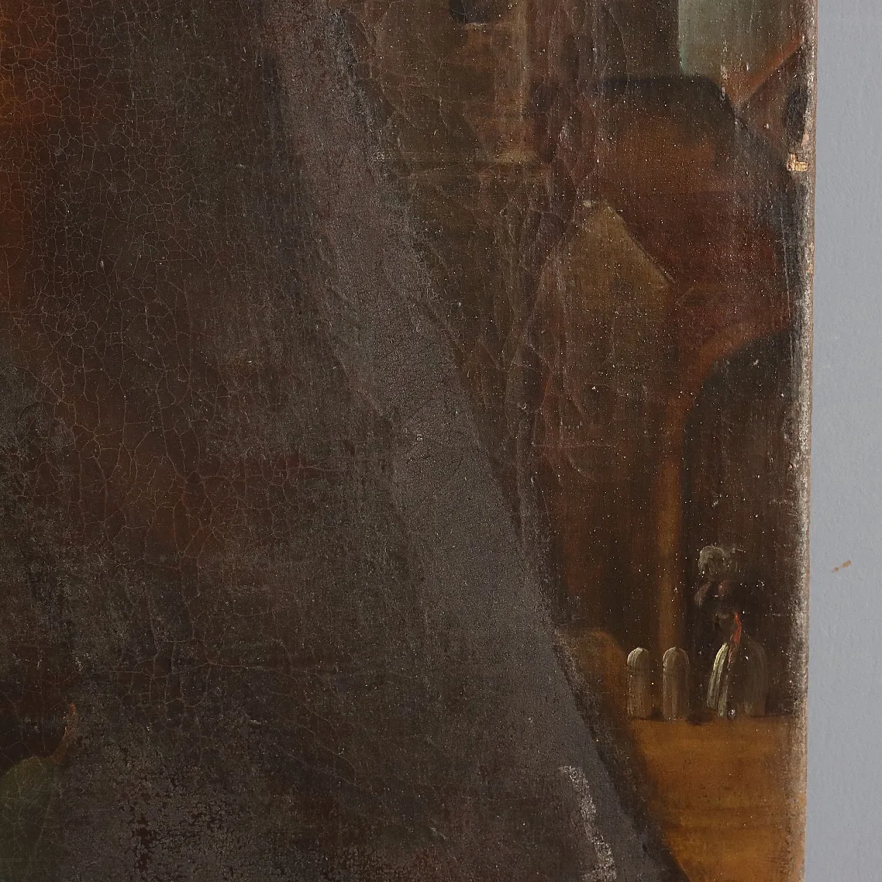 Bancarella di frutta con figura, olio su tela, '700 10