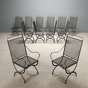 12 Nonaro folding chairs in enameled metal, 1960s
