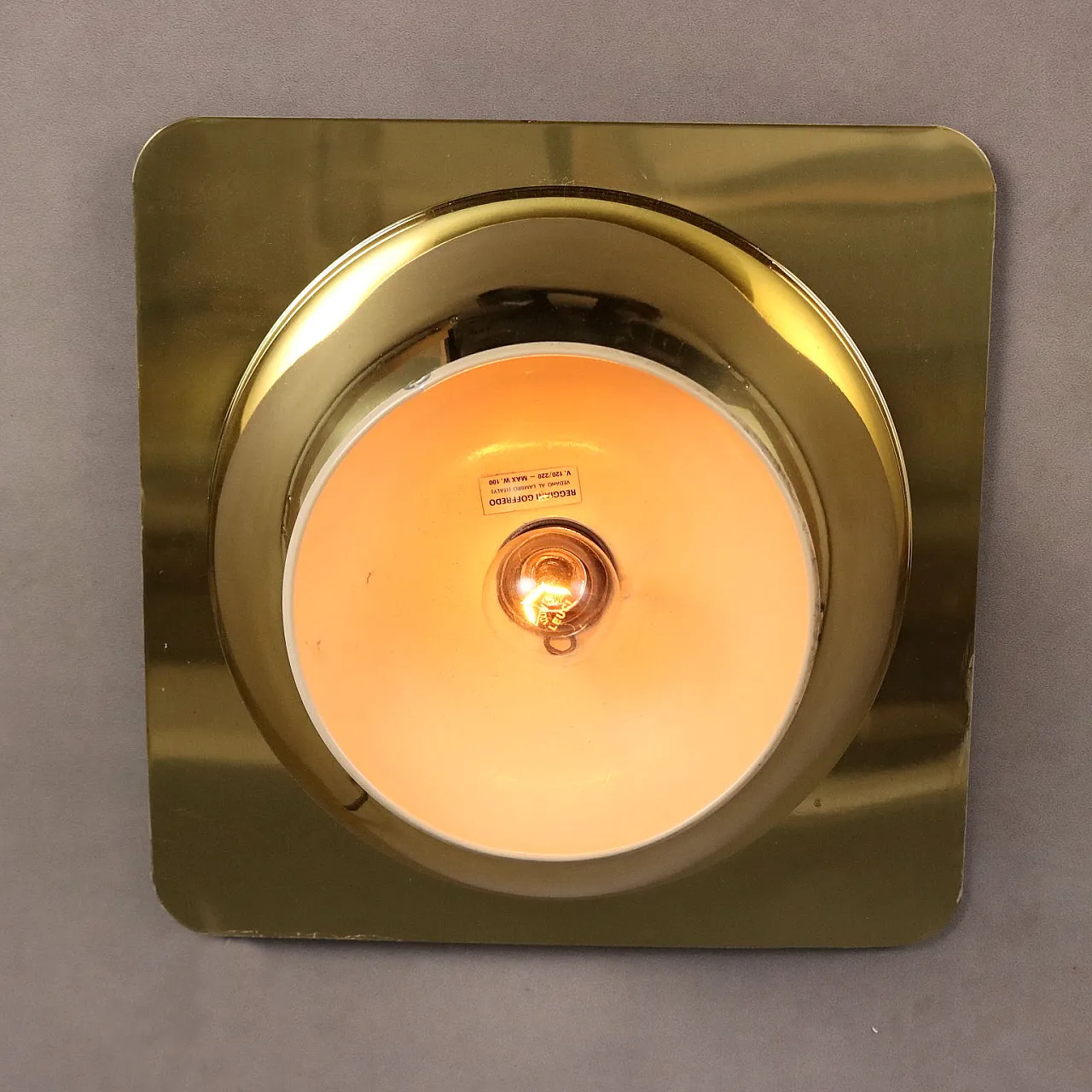 Brass aluminum wall/ceiling lamp, 20th century 2