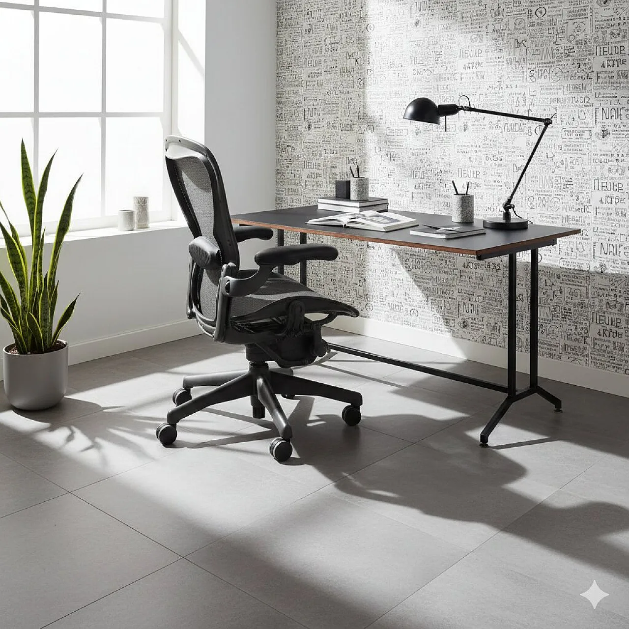 Sedia da ufficio in materiale plastico con finitura nera, '900 2