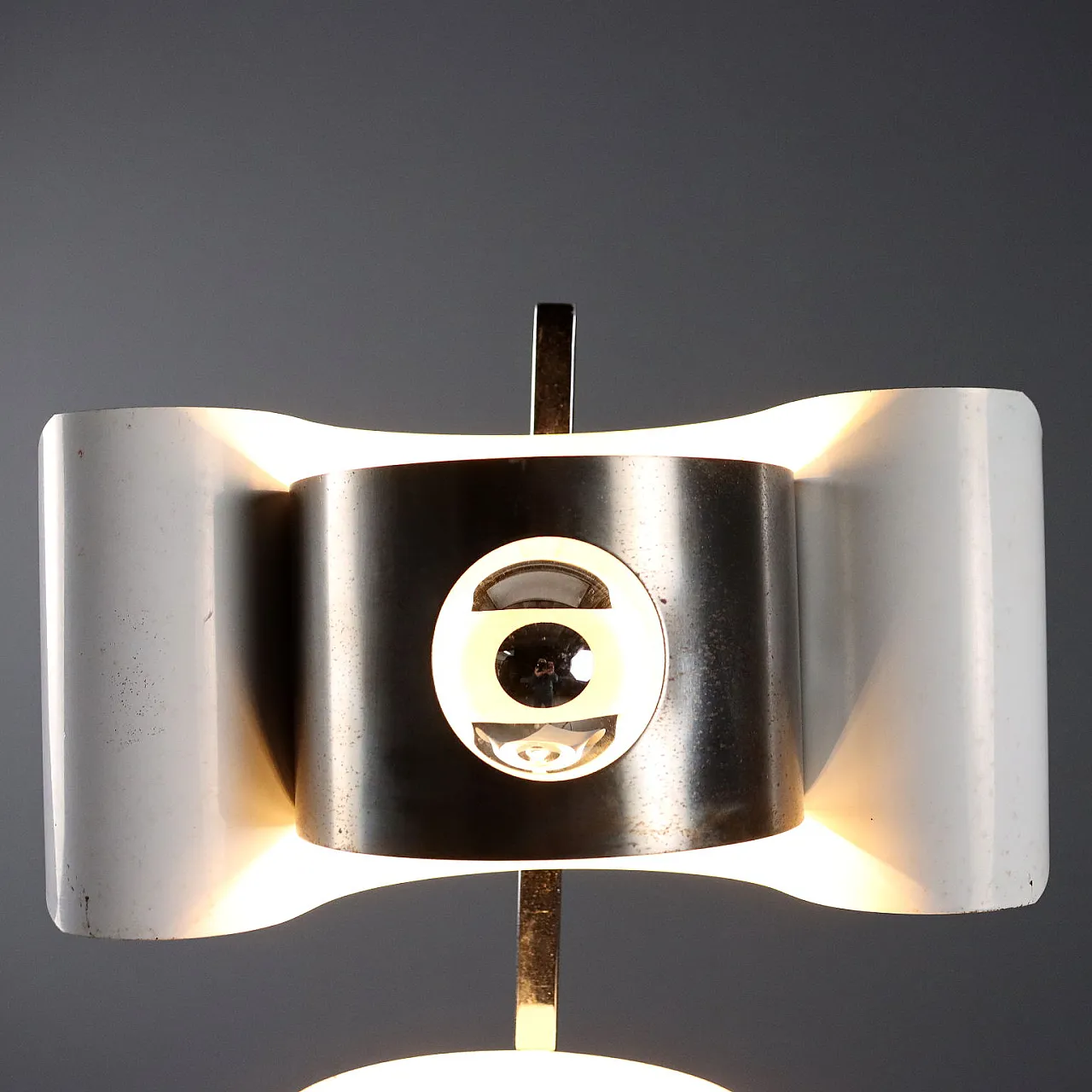 Lampada da tavolo a due luci in metallo smaltato e cromato, '900 5