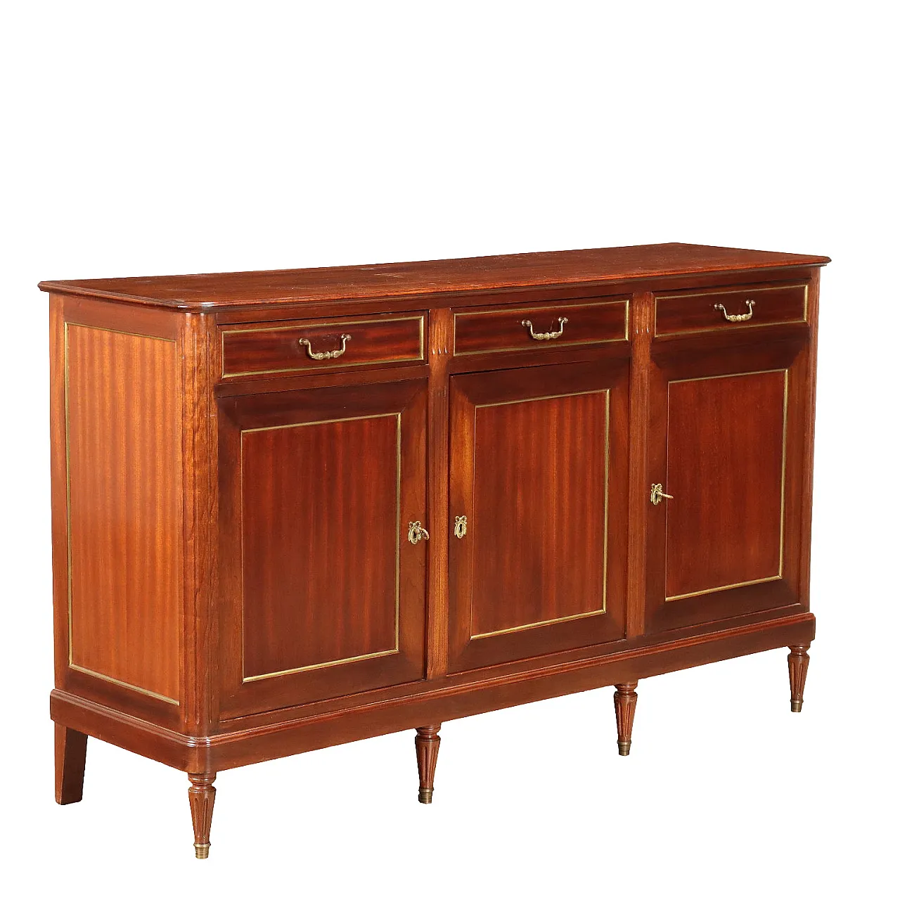 Neoclassical style wood sideboard with brass details 1