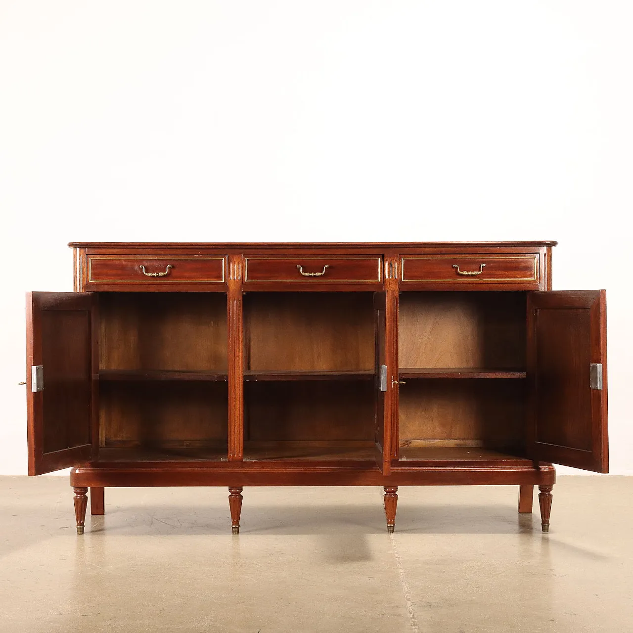 Neoclassical style wood sideboard with brass details 3