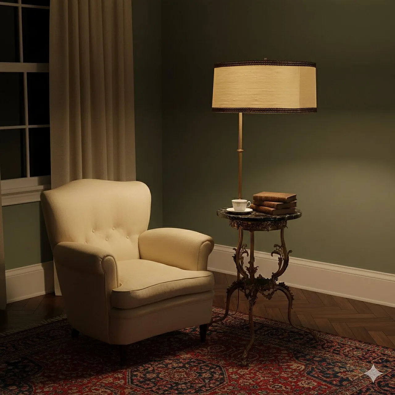 Lampada da terra con tavolino, primo '900 2