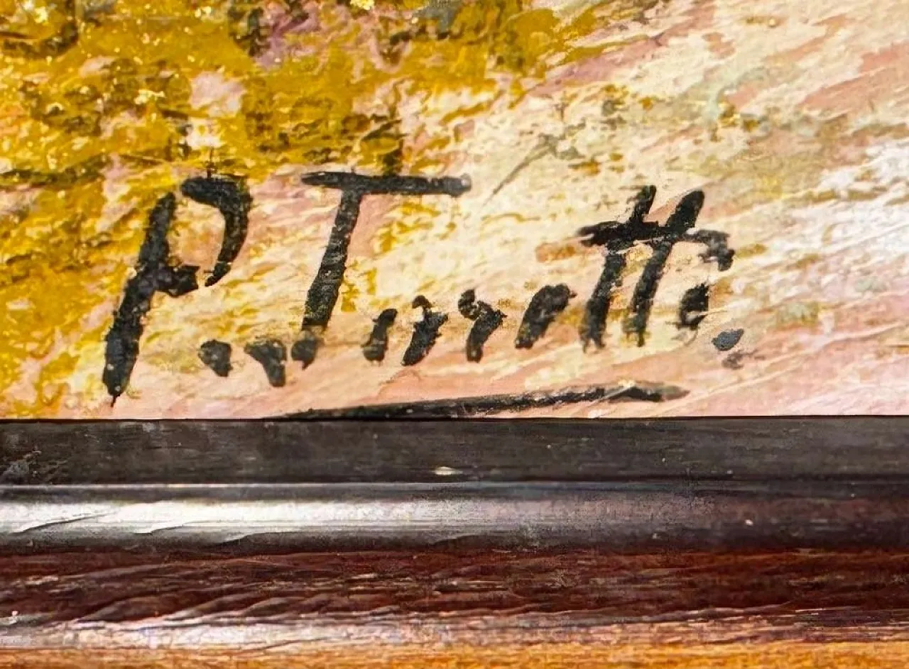 Pietro Toretti, Italian country road scene, Oil on canvas 4