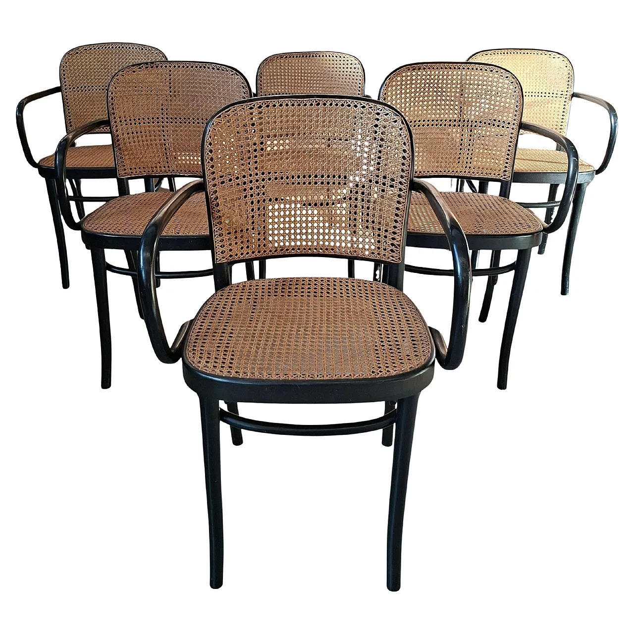 6 Thonet-style Prague Model 811 armchairs, 1990s 1