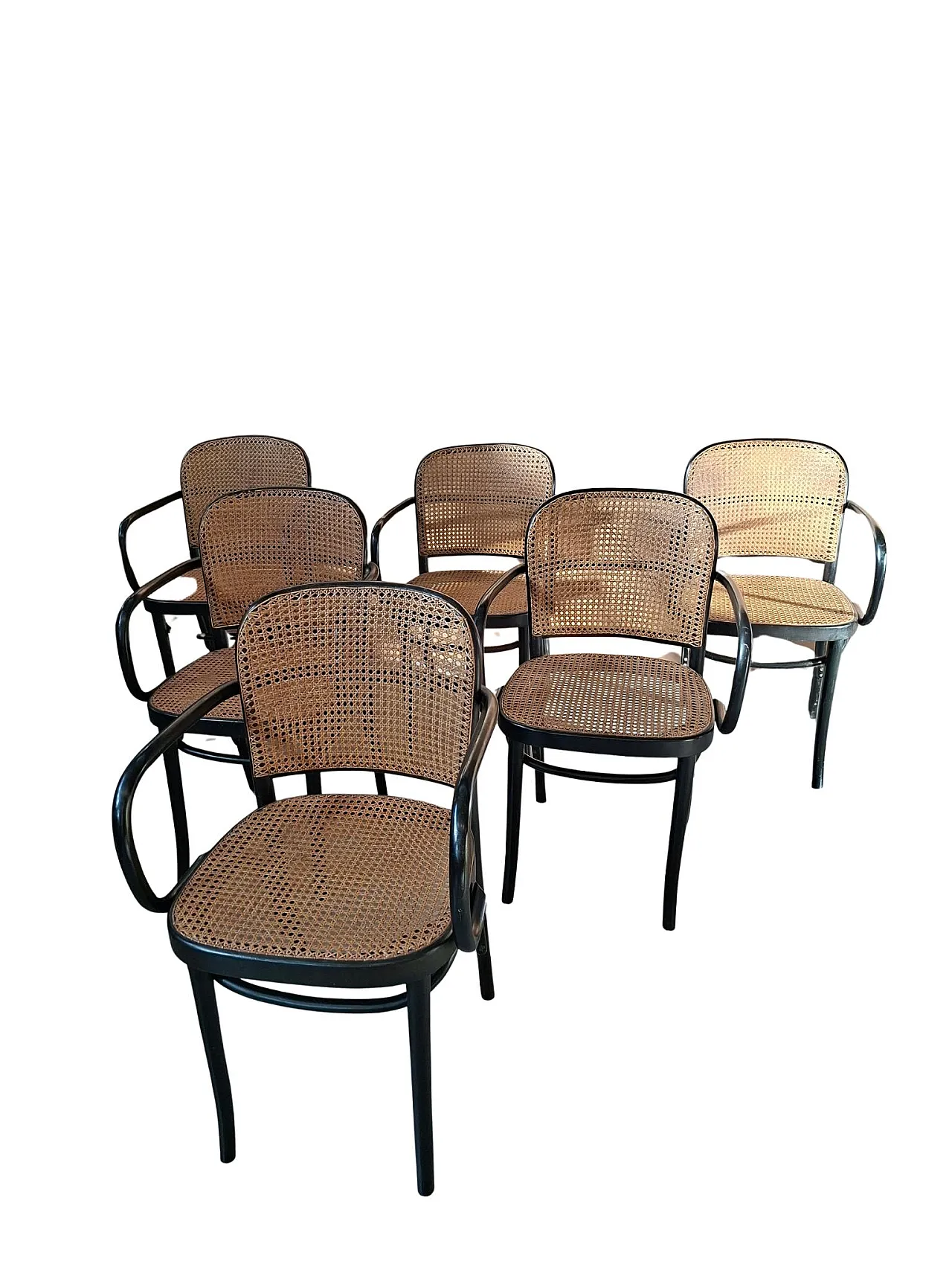 6 Thonet-style Prague Model 811 armchairs, 1990s 4