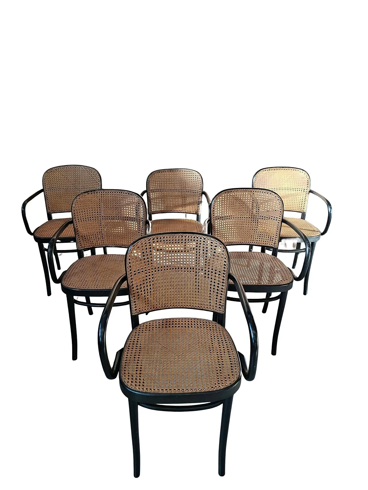 6 Thonet-style Prague Model 811 armchairs, 1990s 10