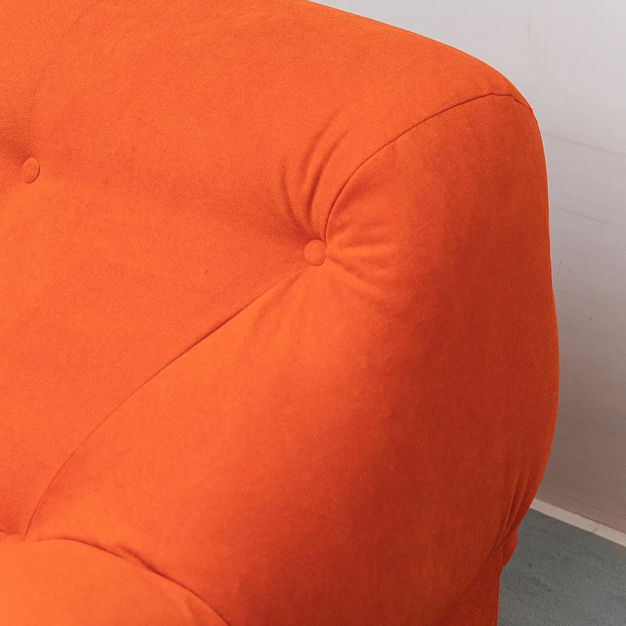 Pair of orange fabric armchairs, 1970s 3