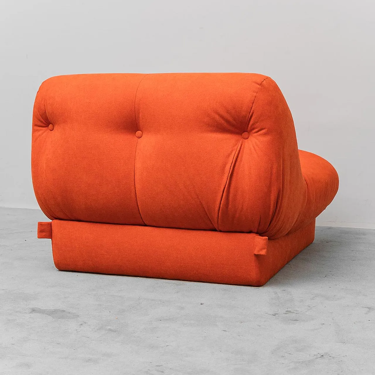Pair of orange fabric armchairs, 1970s 7